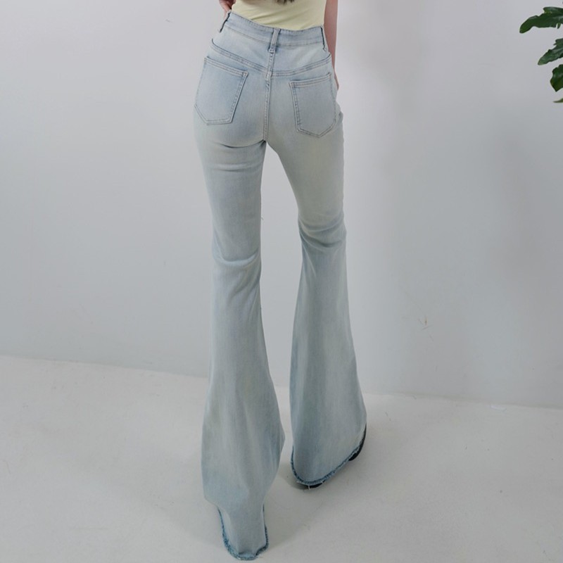 175高个子加长复古时髦腿精微喇叭2025夏季弹力修身显瘦牛仔裤女
