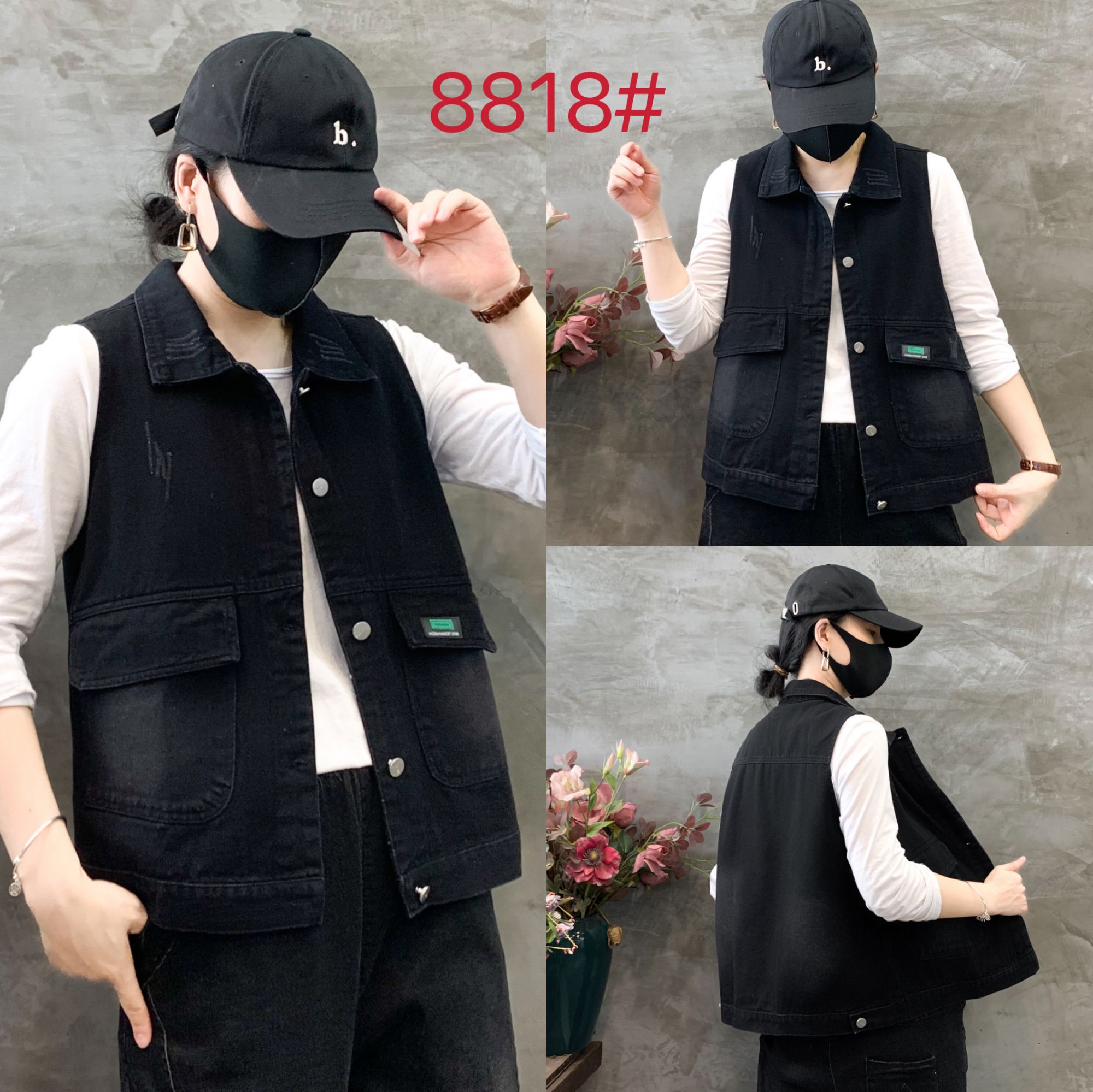 妈妈装秋装新款休闲宽松衬衫领马夹马甲洋气拼接百搭夏季四季18