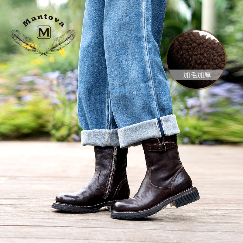 【加毛加厚】秋冬新款加毛时尚雪地靴马皮加厚保暖短靴雪地靴英伦风