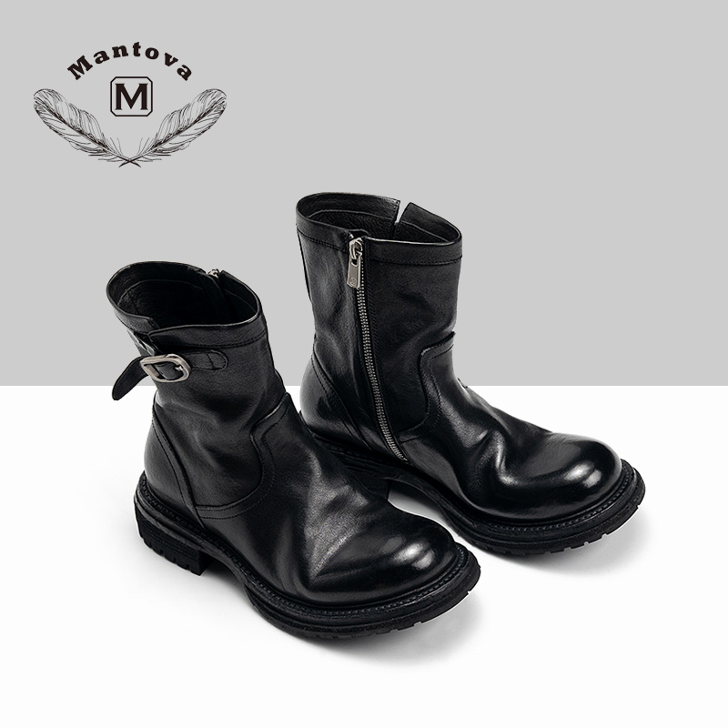 mantova秋冬新款时尚女靴女鞋马皮马丁靴短靴城市机能英伦风