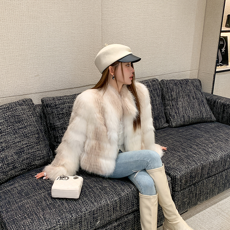“日落甜酒”2024新款冬网红狐狸毛皮草外套女年轻款上衣百搭女款