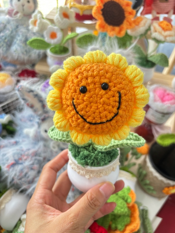 小盆栽摆件毛线钩织