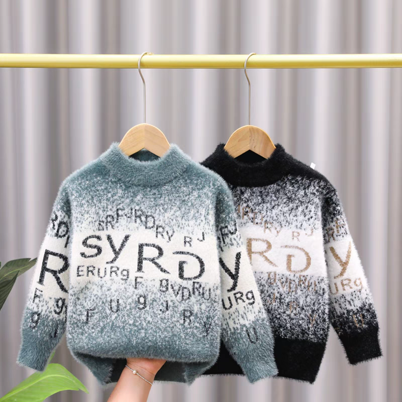 男童水貂绒毛衣秋冬新款中大童套头线衣儿童针织衫男孩针织衫毛衣