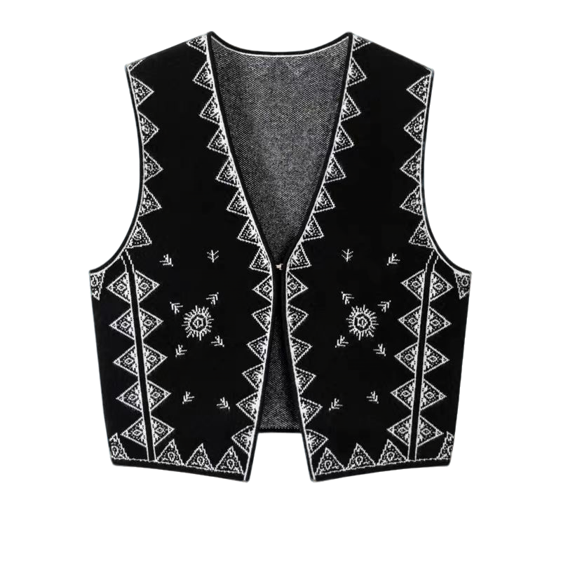 复古时尚100%绵羊毛马甲针织开衫女秋冬春外穿2025新款毛衣背心