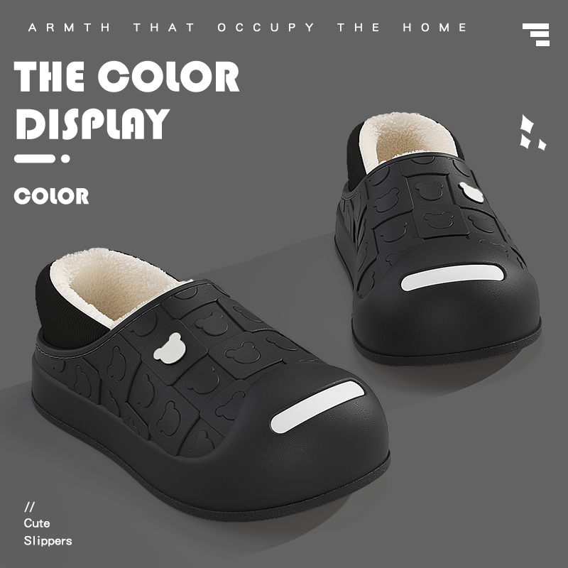 开口笑棉拖鞋女秋冬季2023新款两穿保暖防滑防水情侣eva棉鞋男士