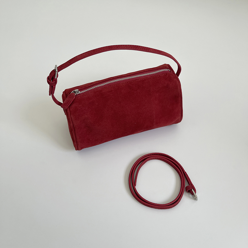 THER笔筒包女手拎包90s小众高级感极简mini羊皮绒斜挎包