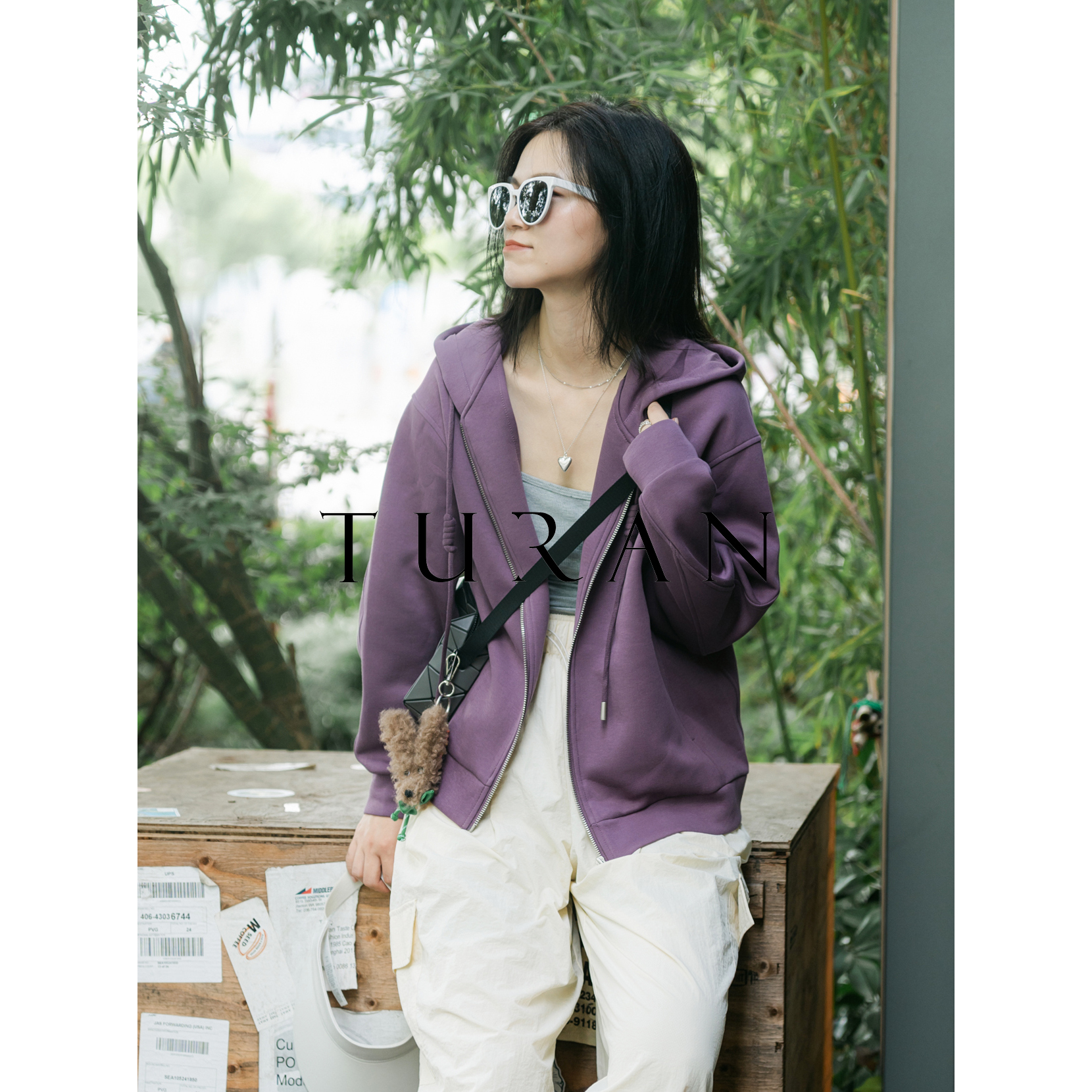 无束双面空气层阔版卫衣拉链中长款外套休闲百搭简约气质TRTG0760