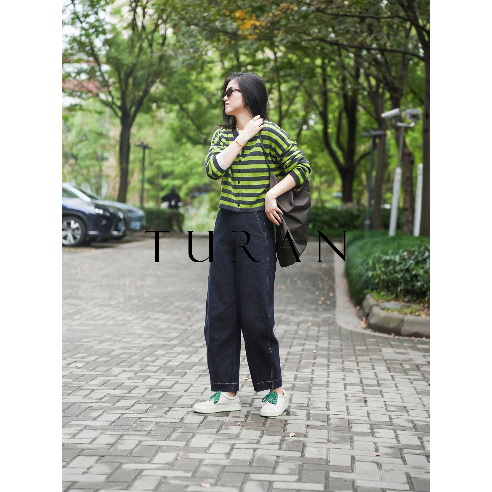 色织牛仔系列撞色腰拉绒秋冬明线弯刀牛仔裤时尚百搭简约TRZY0791