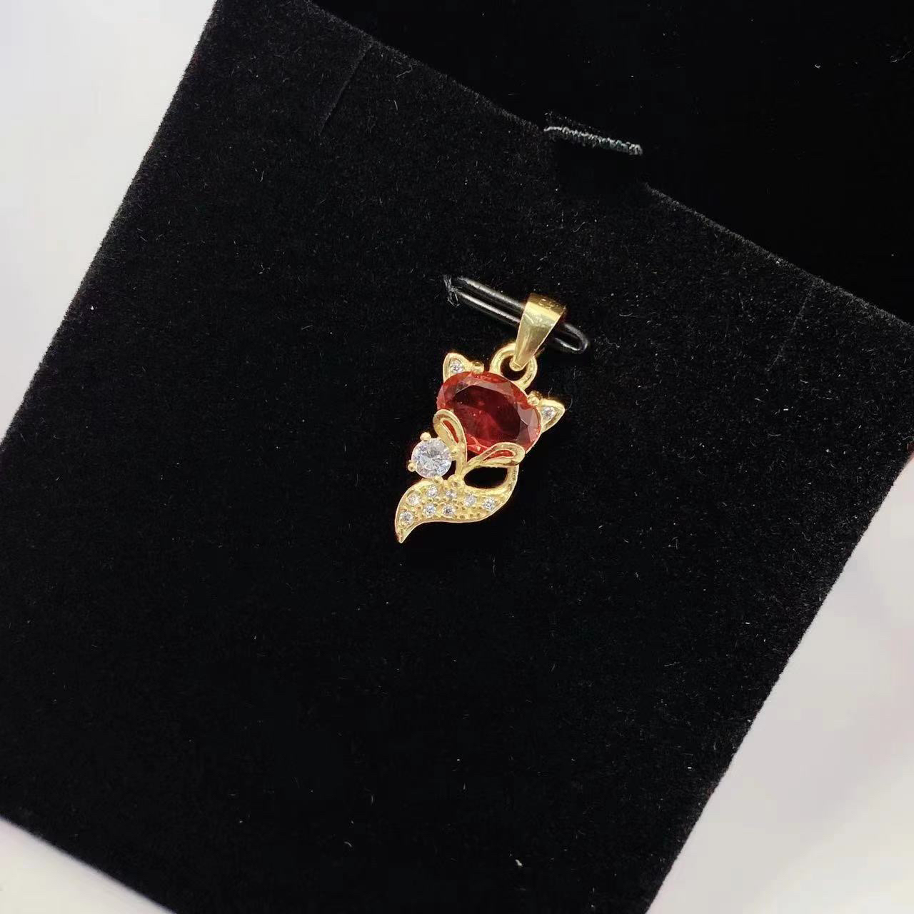 吊坠足银合成锆石 足银990 【黄色狐狸】单吊坠不带项链