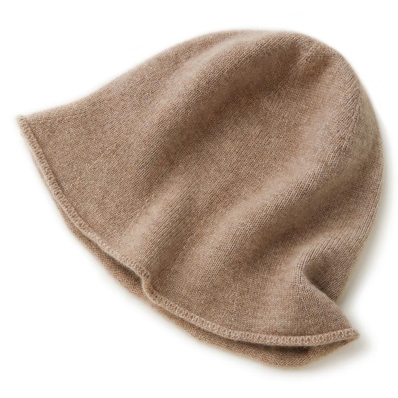 肤若山羊绒卷边渔夫帽春秋针织时尚百搭女士纯色保暖薄款韩版冷帽