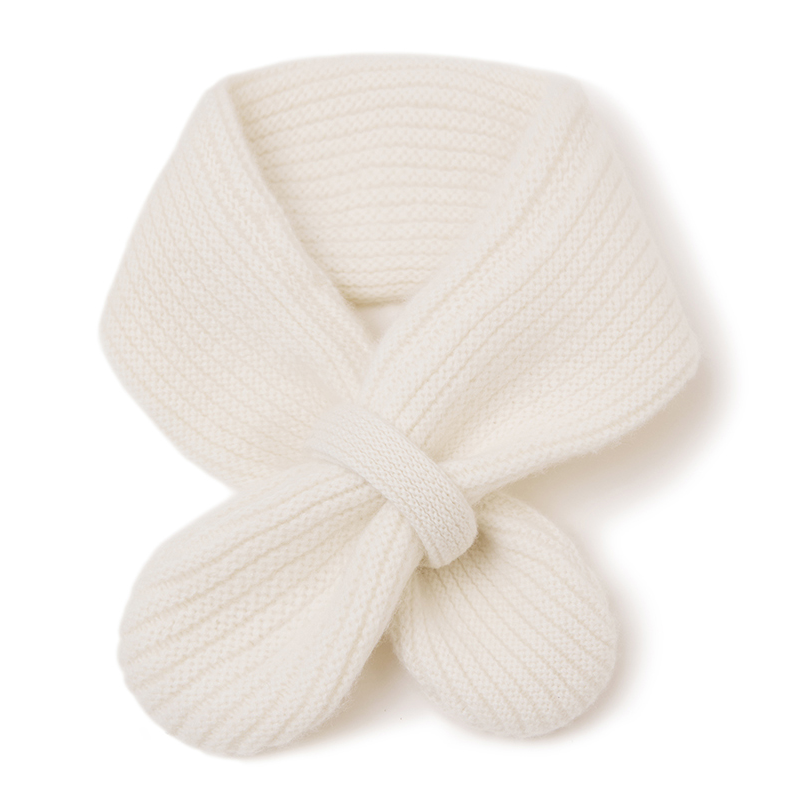 肤若纯羊绒婴儿宝宝穿孔交叉针织保暖围巾