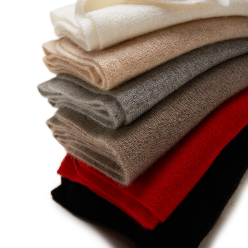 肤若平面纯山羊绒小围巾针织时尚百搭红色男士纯色保暖女士情侣冬