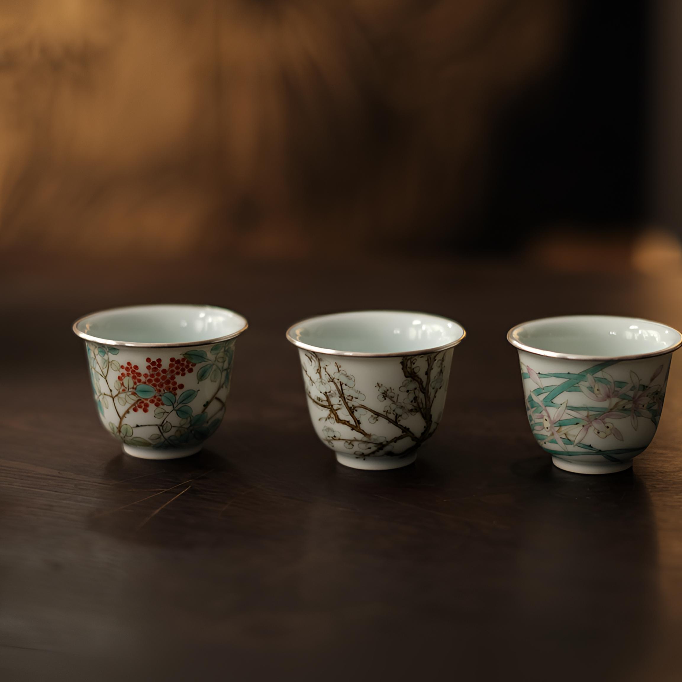 【舒砚北記】-清物堂古彩包银限量仿古茶杯40cc