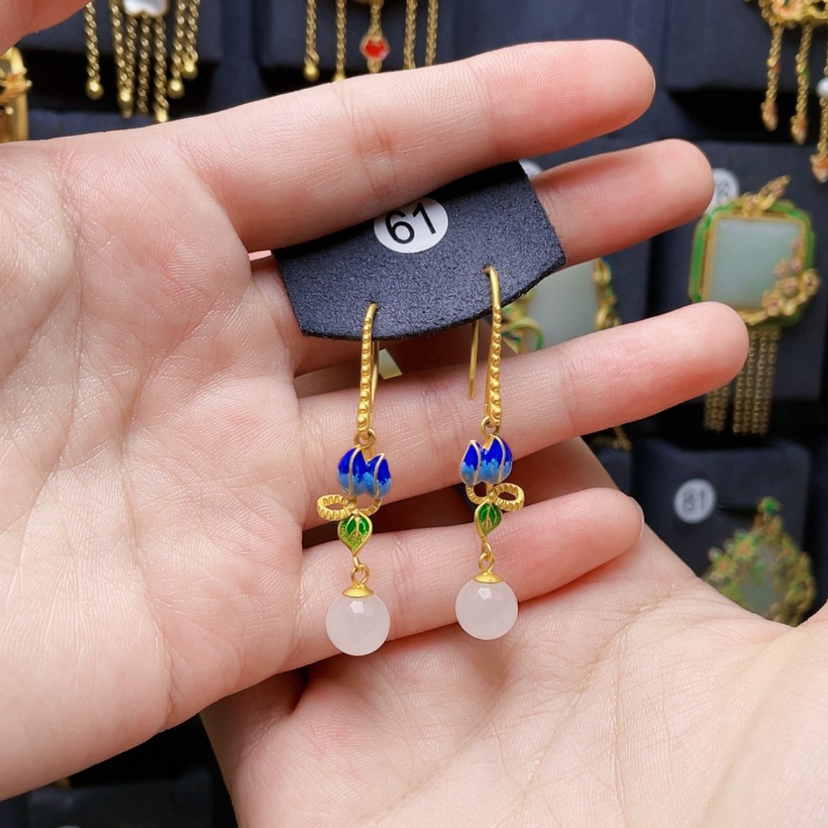 【闪购商品】和田玉戒指银S925镀金镶嵌