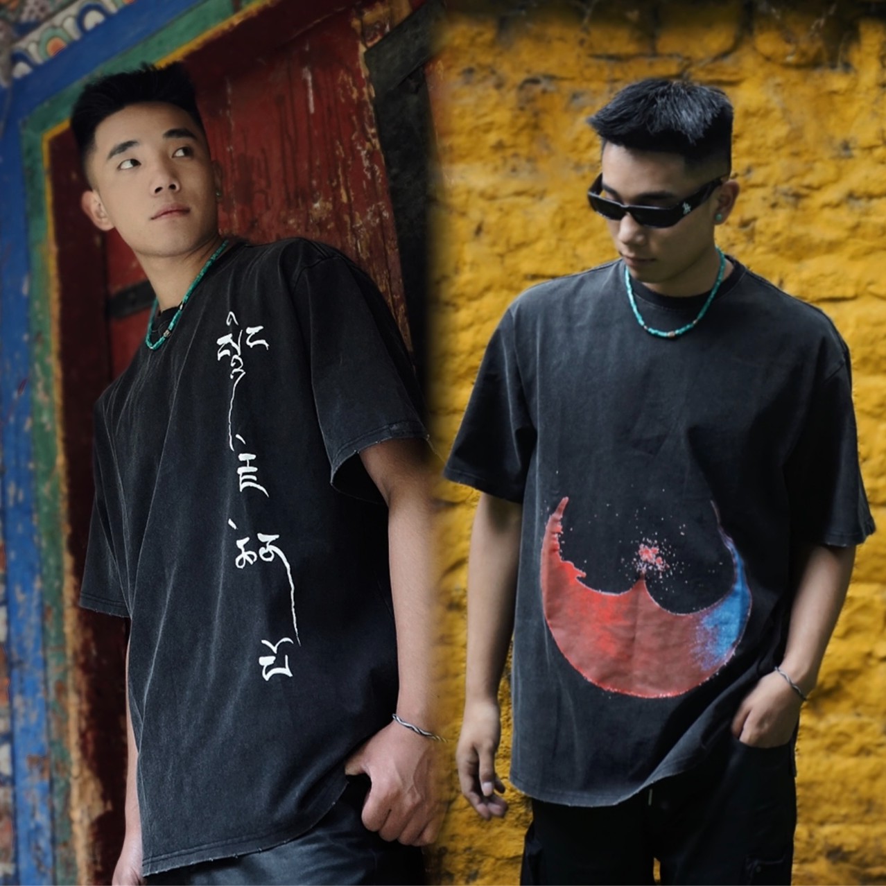 AJ-NAM“耷法增"联名款黑白短袖T恤B107