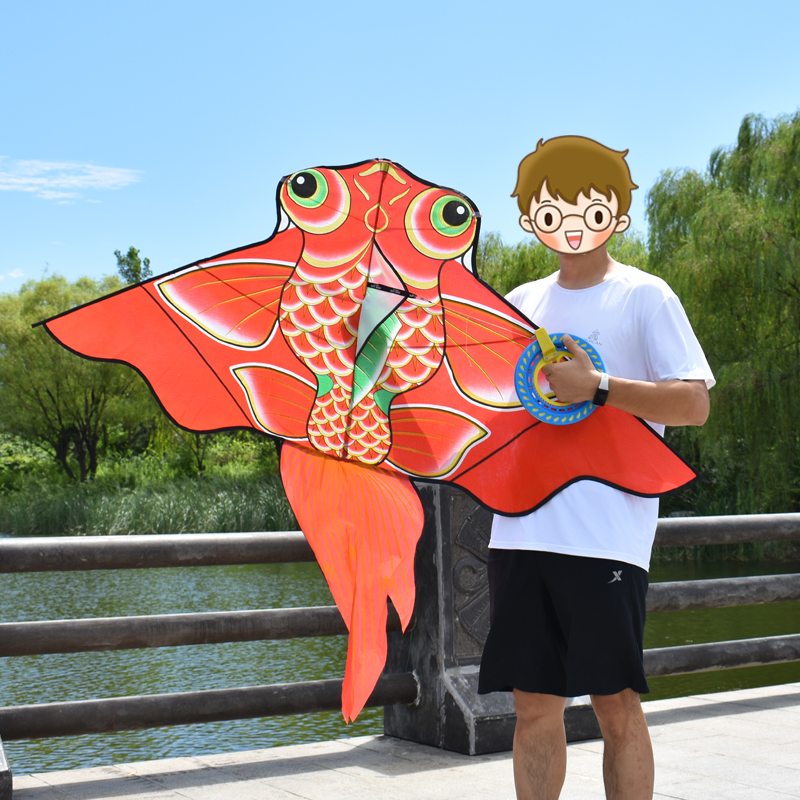 新款潍坊风筝儿童微风易飞2023年新款大人专用网红国潮金鱼风筝