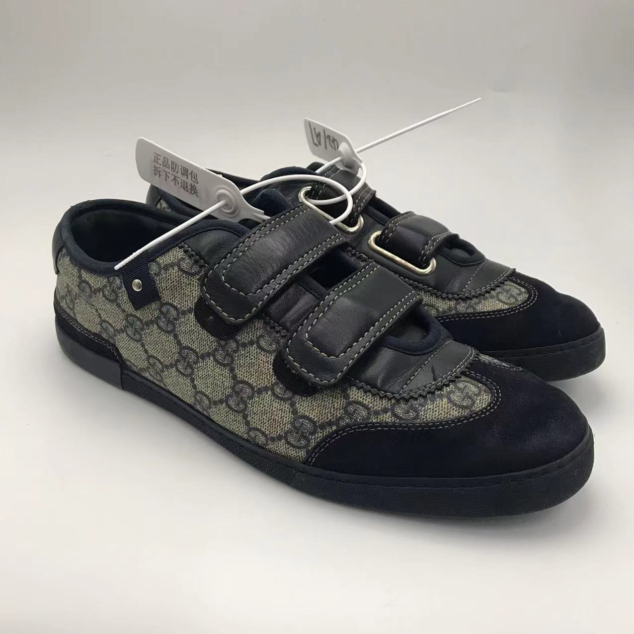 【蓝波特惠】GUCCI古驰 海军蓝经典魔术贴板鞋男士时尚平底95新正品