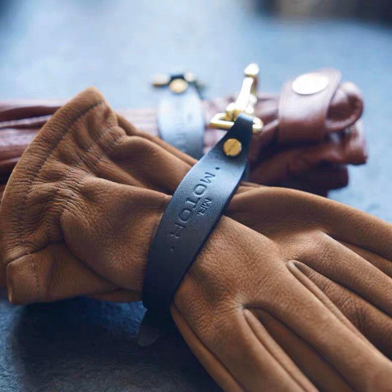 真皮手套夹复古手套收纳哈雷摩托车防丢真皮手套夹MR MOTOR