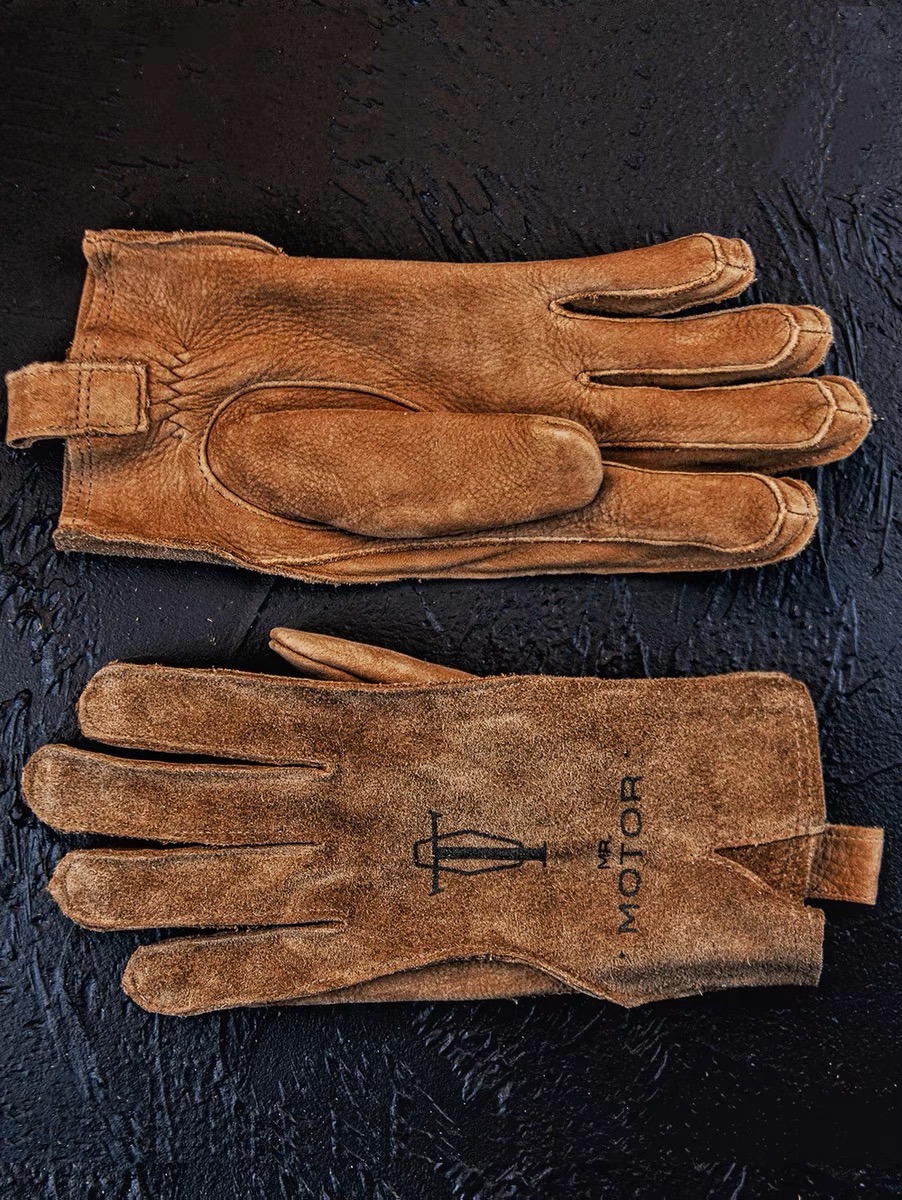 MR MOTOR 复古机车手套小熊抓真皮户外露营骑行运动机车手套