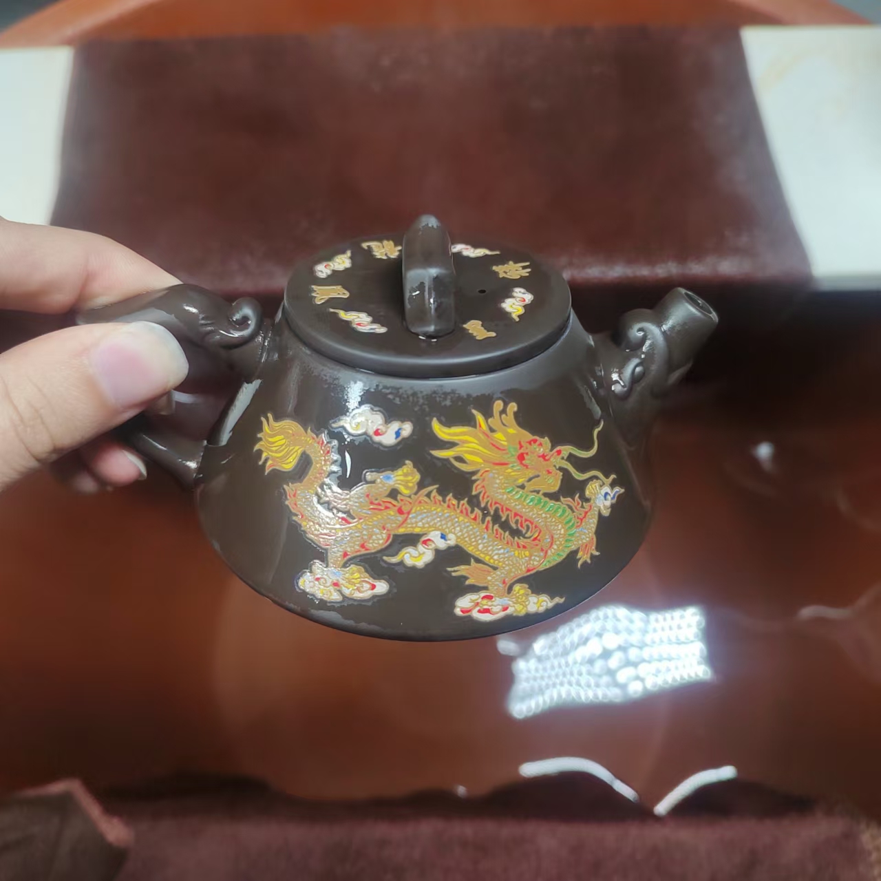 黑泥石瓢变色龙凤壶