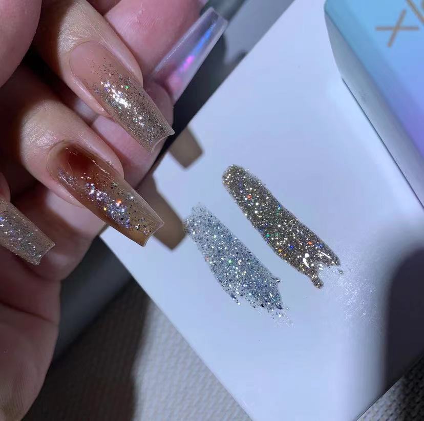 希妹美甲人鱼高光爆闪甲油胶