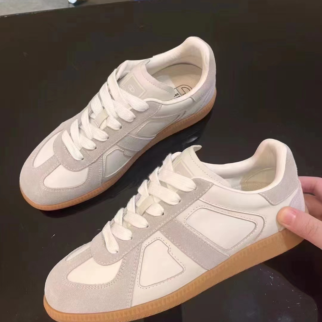 深呼吸休闲圆头复古拼色德训鞋板鞋女款小白鞋百搭潮流时尚低帮