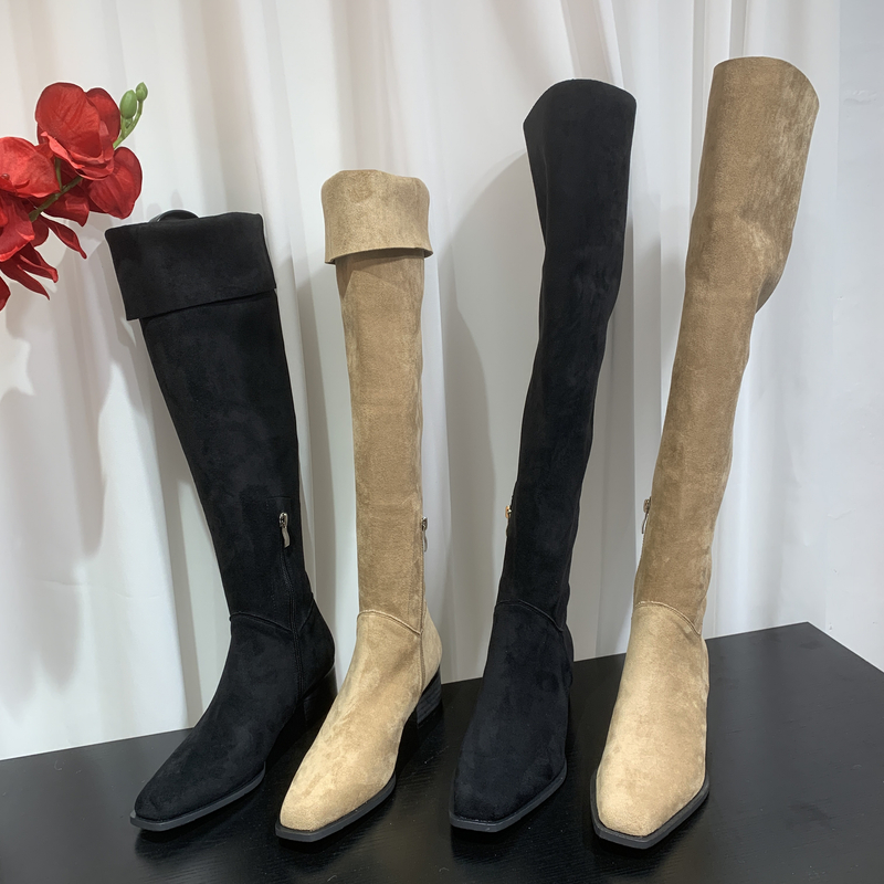 过膝靴女保暖长靴秋冬季新款两穿靴子2025年粗跟长筒靴堆堆靴高筒