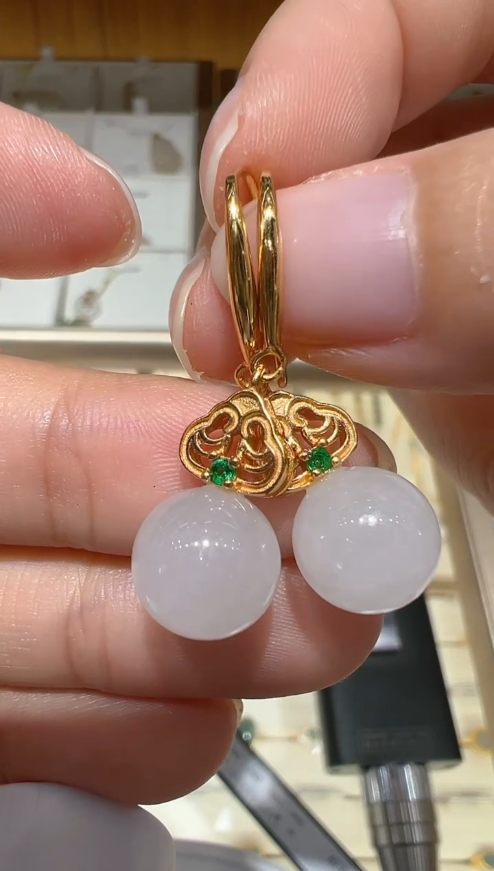 【闪购商品】和田玉耳饰银S925镶嵌@@