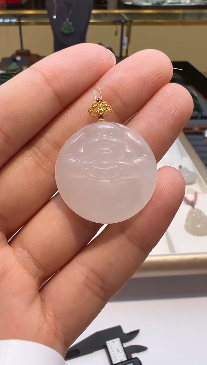 【闪购商品】和田玉吊坠(不含链)18K金镶嵌@@