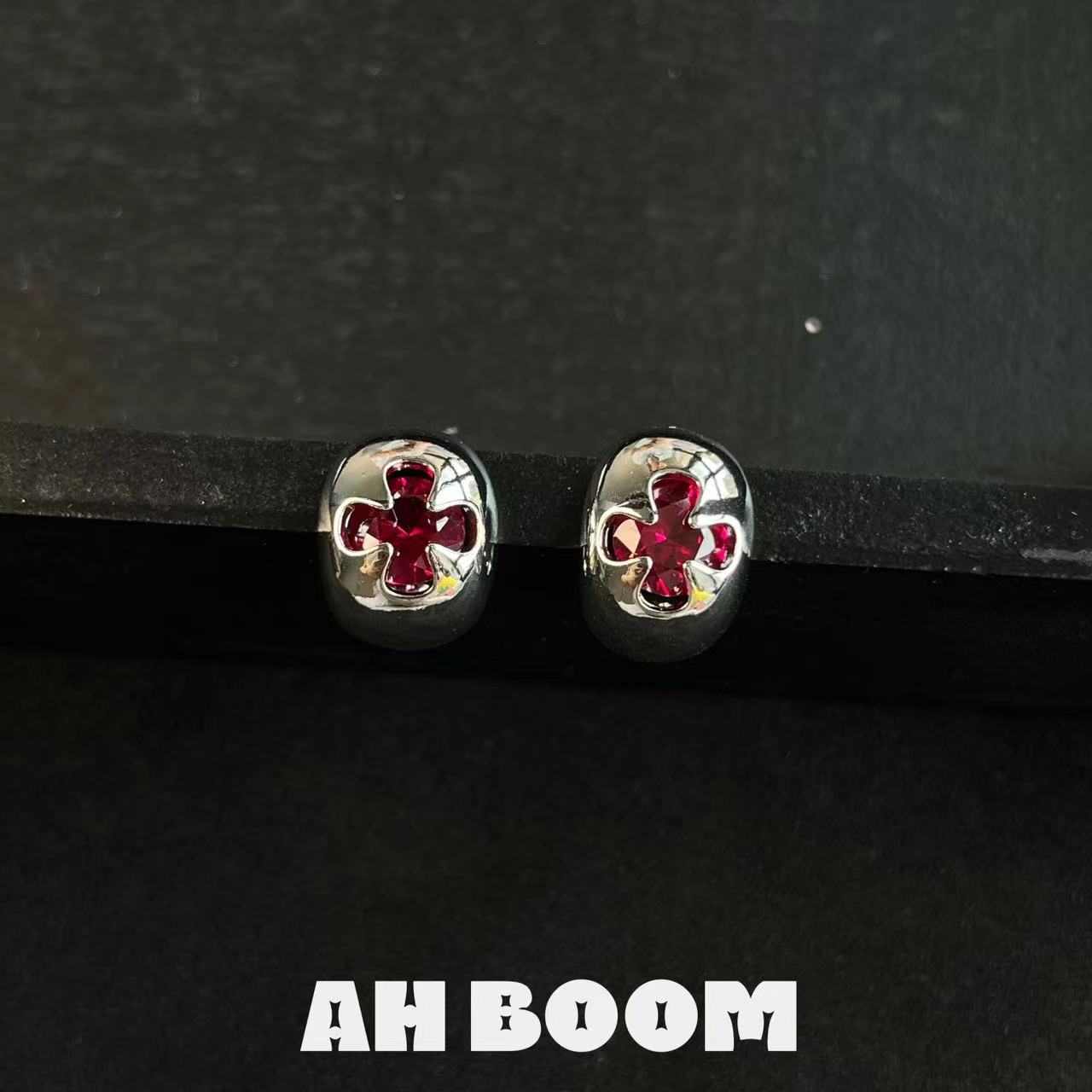 铜合金锆石耳饰 DB19 银针花朵十字架甜酷气质个性小众耳环百搭