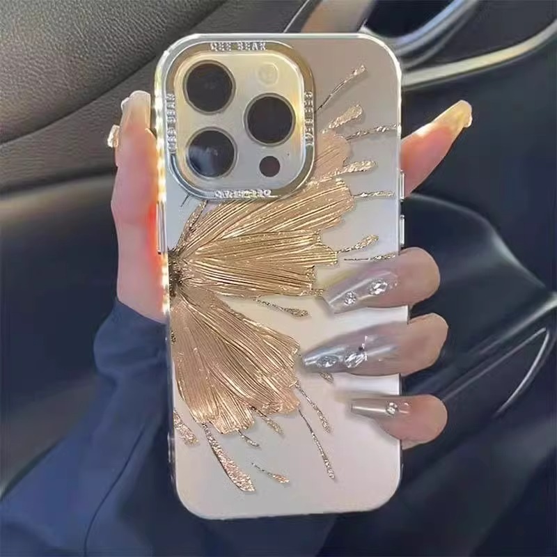 高级电镀蝴蝶苹果15手机壳iPhone14pro软13/12/11/8plus7/xsmax潮