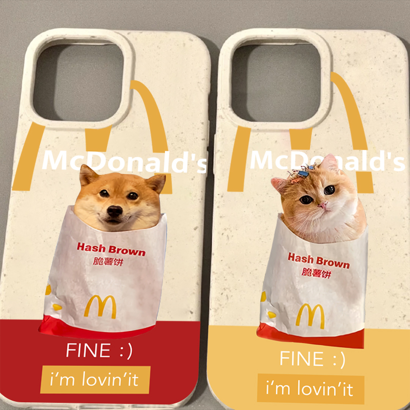 麦记猫狗苹果15手机壳iPhone14promax小麦7/8plus创意13/12/11/xr
