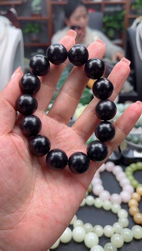 【闪购商品】和田玉手链未镶嵌新疆墨玉手串卡16