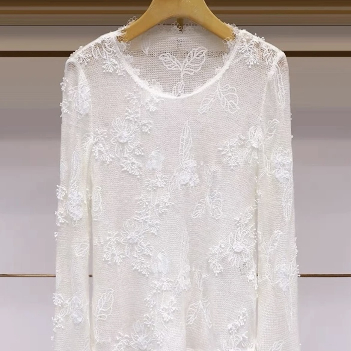 含香服饰 法式打底衫设计感圆领长袖打底衫