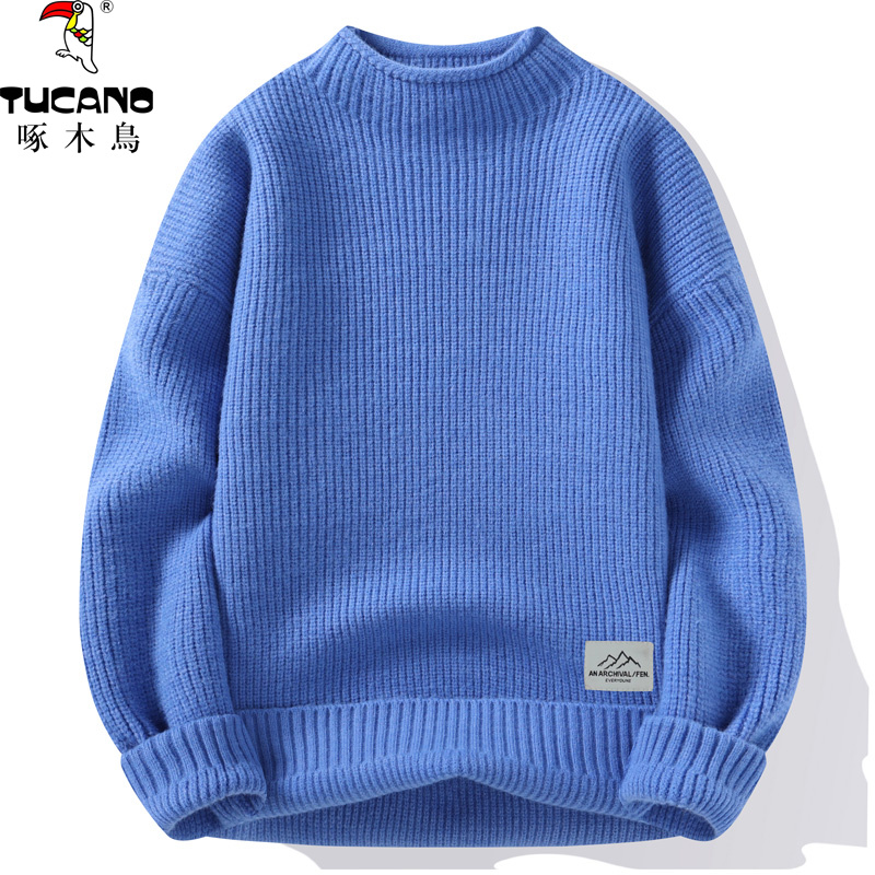 啄木鳥针织毛衣男士秋冬季新品休闲百搭打底衫保暖套头内搭毛线衣