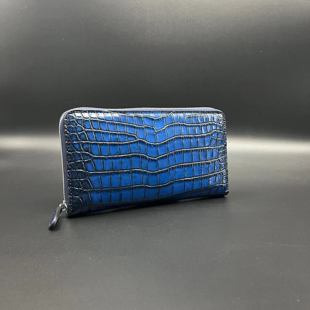 E肚两色黑蓝单拉钱包小手包