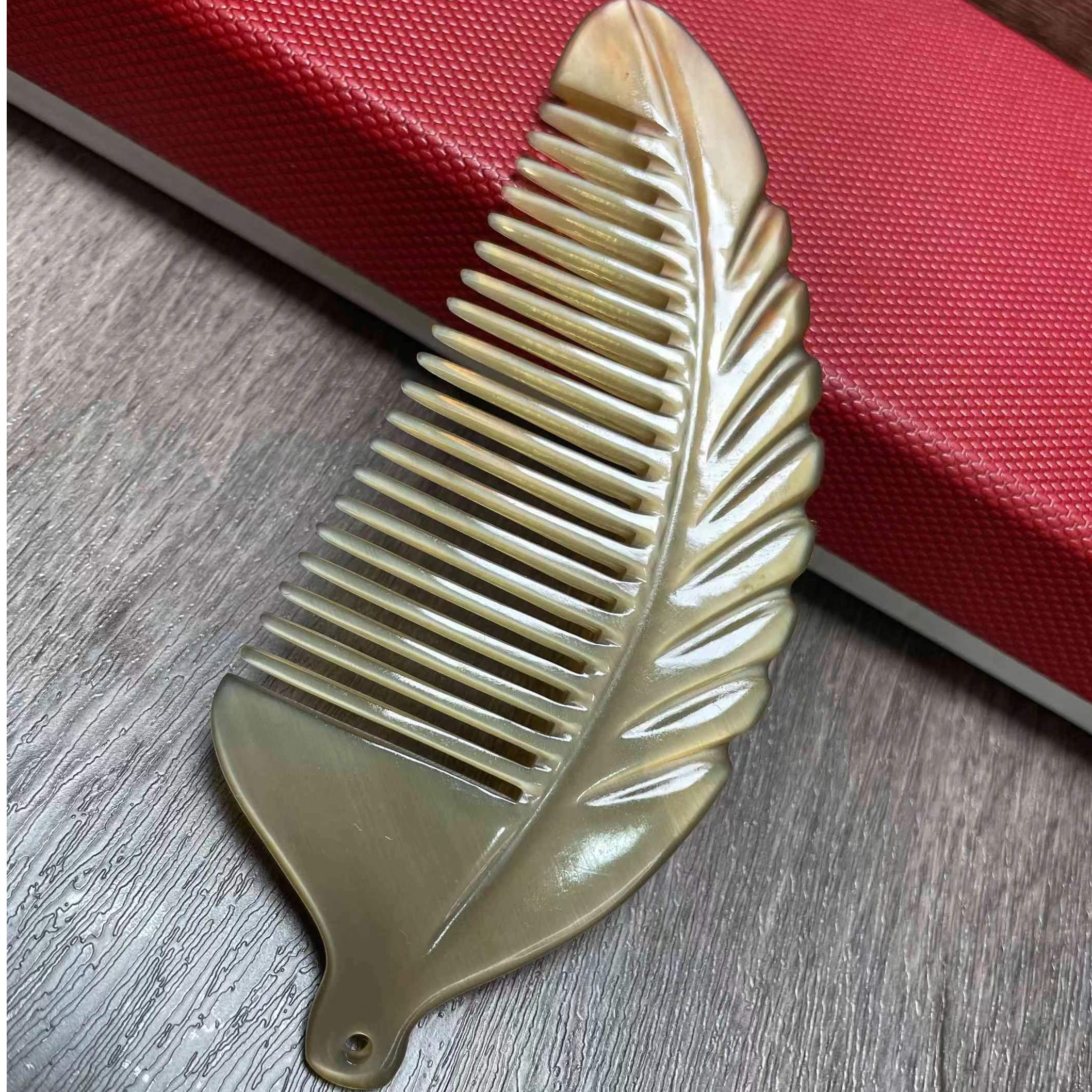 天然手工制作牛角叶子款包包梳加厚精品防脱木梳子防静电1个装