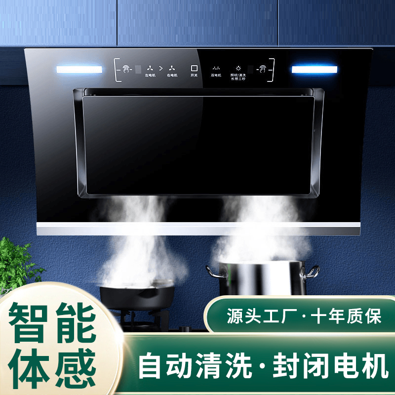 荣事达抽油烟机家用厨房侧吸式大吸力双电机壁挂式小型脱排油烟机