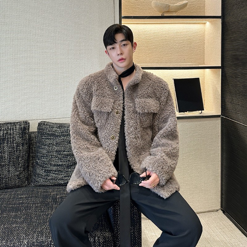 2025真毛男生非皮毛一体皮草夹克年轻款羊剪绒纯羊毛小香风外套