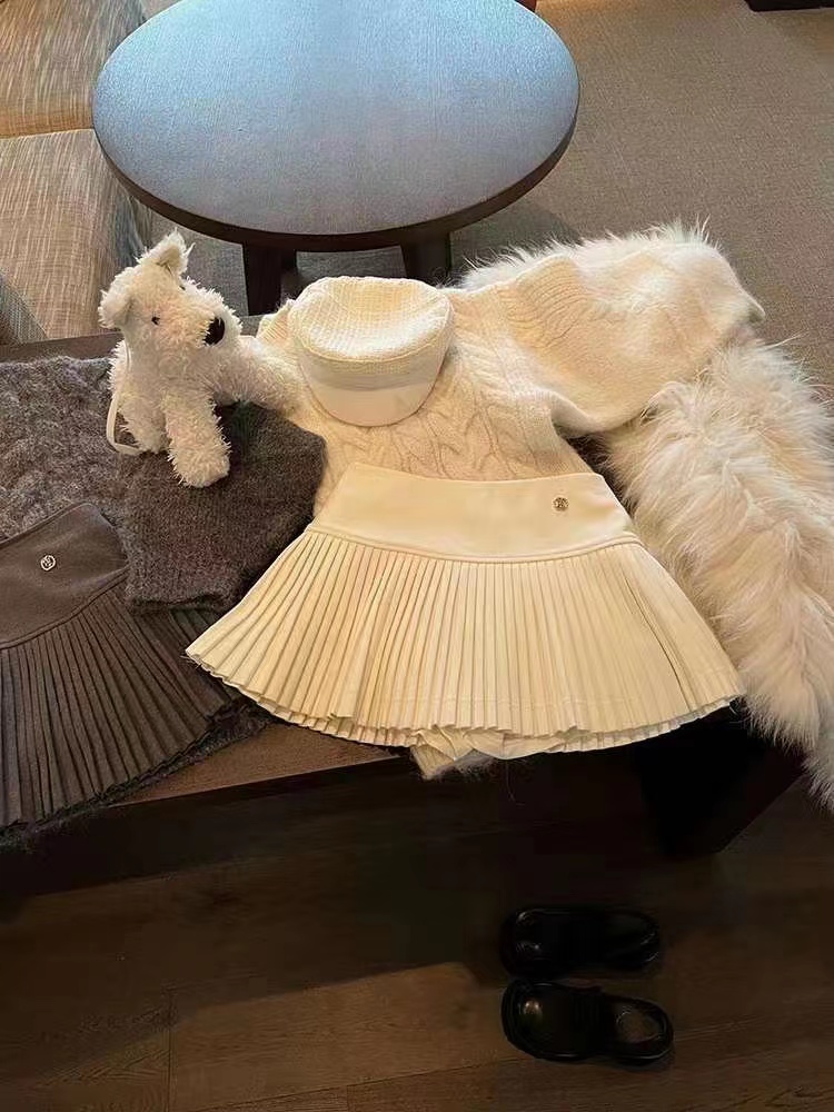 【百搭精品】显瘦百搭百褶毛呢半身裙气质短款高腰打底长袖网红