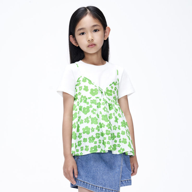 两件装littlemoco童装23夏新款女童棉短袖吊带上衣#KBC2TOP004
