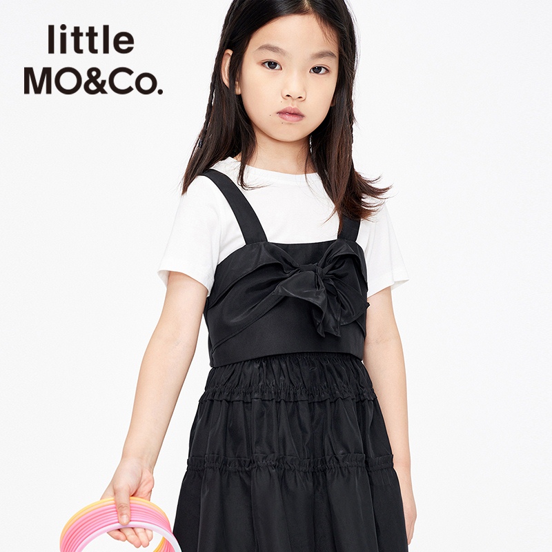 littlemoco童装22夏装新款女童蝴蝶结短袖T恤抗菌#KBB2TEE027