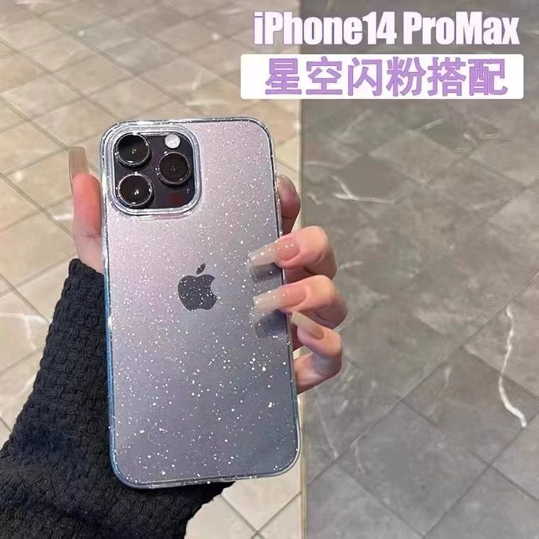 小红书爆款苹果15/14手机壳xs/xr透明闪粉15pro/11防摔7/8p网红新
