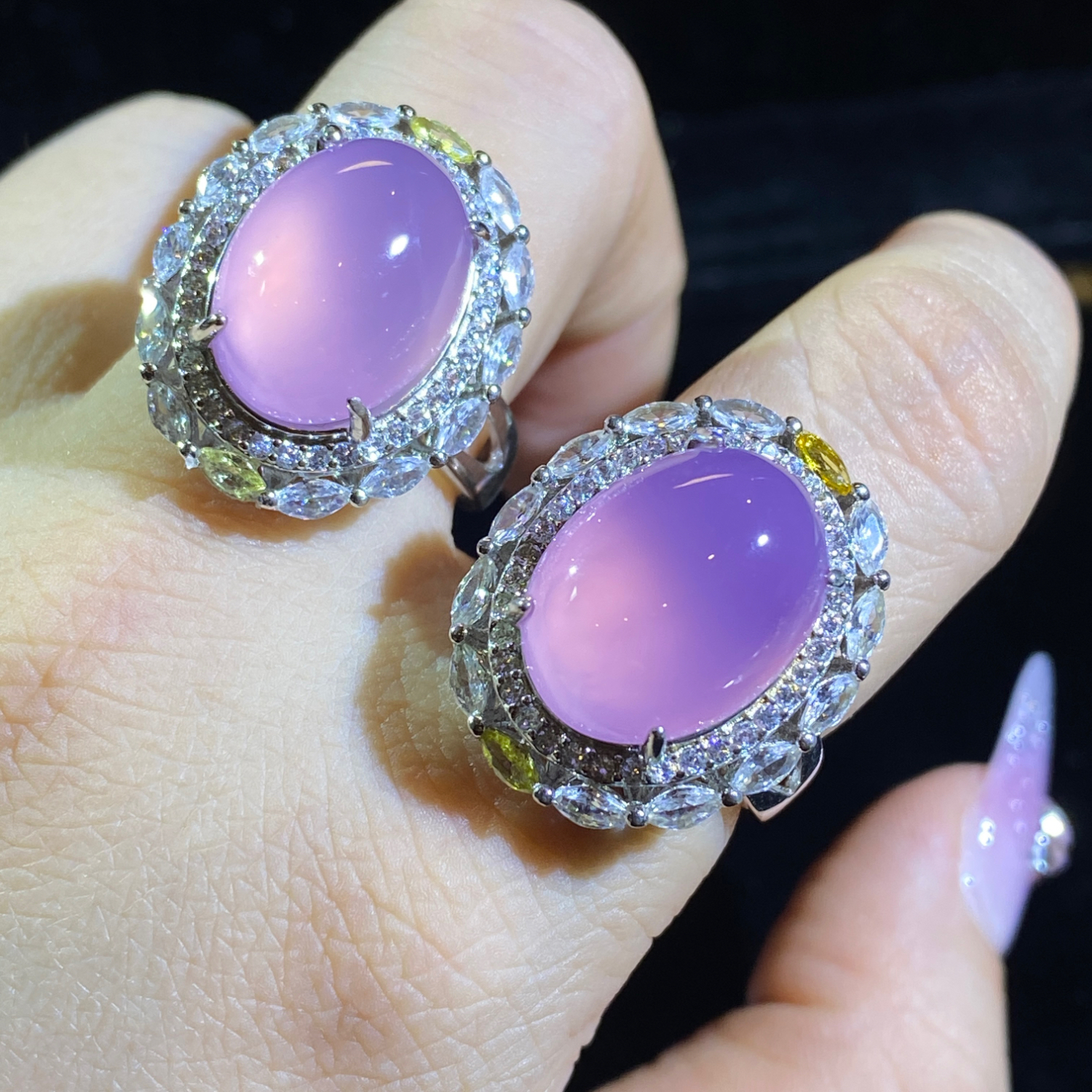 suichen/穗辰多样性发一：天然紫色紫玉髓大鸽子蛋时尚款戒指12