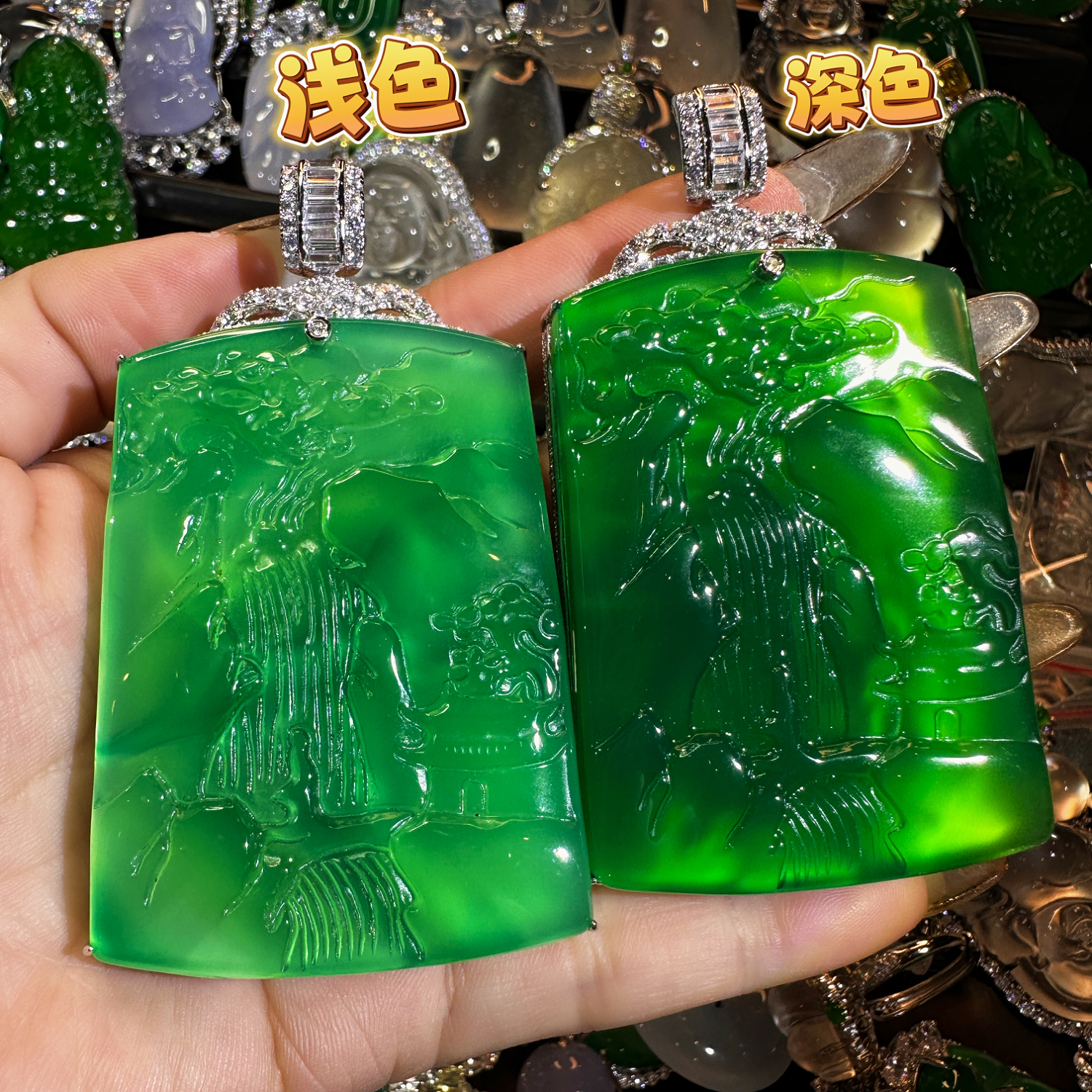 suichen/穗辰多样性发一：高定款天然绿玉髓揭阳师傅手工雕刻吊坠