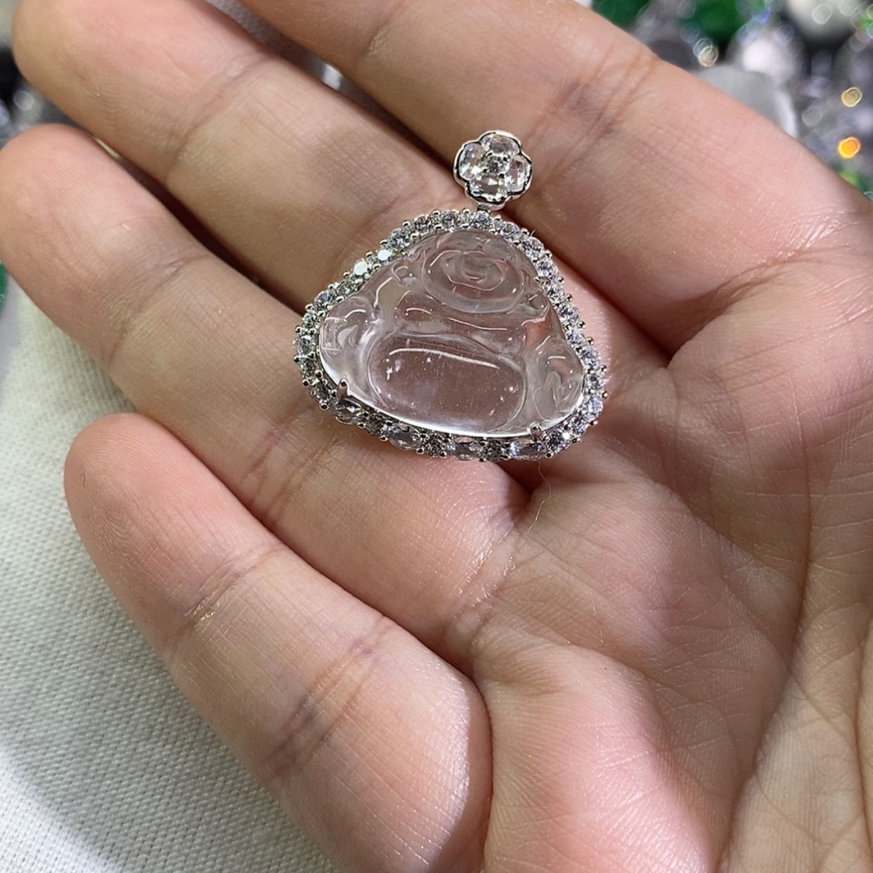【闪购商品】石英质玉吊坠(不含链)银S925镶嵌小**易