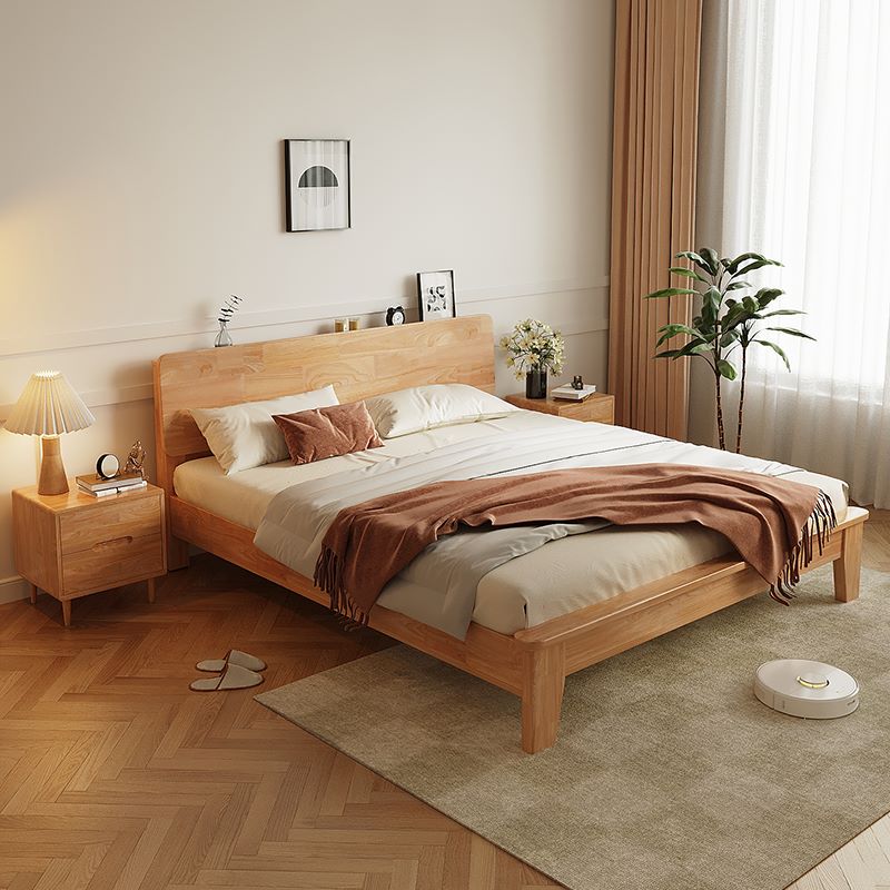 包安装全实木双人床婚床现代简约排骨架主卧原木大床家用经济型