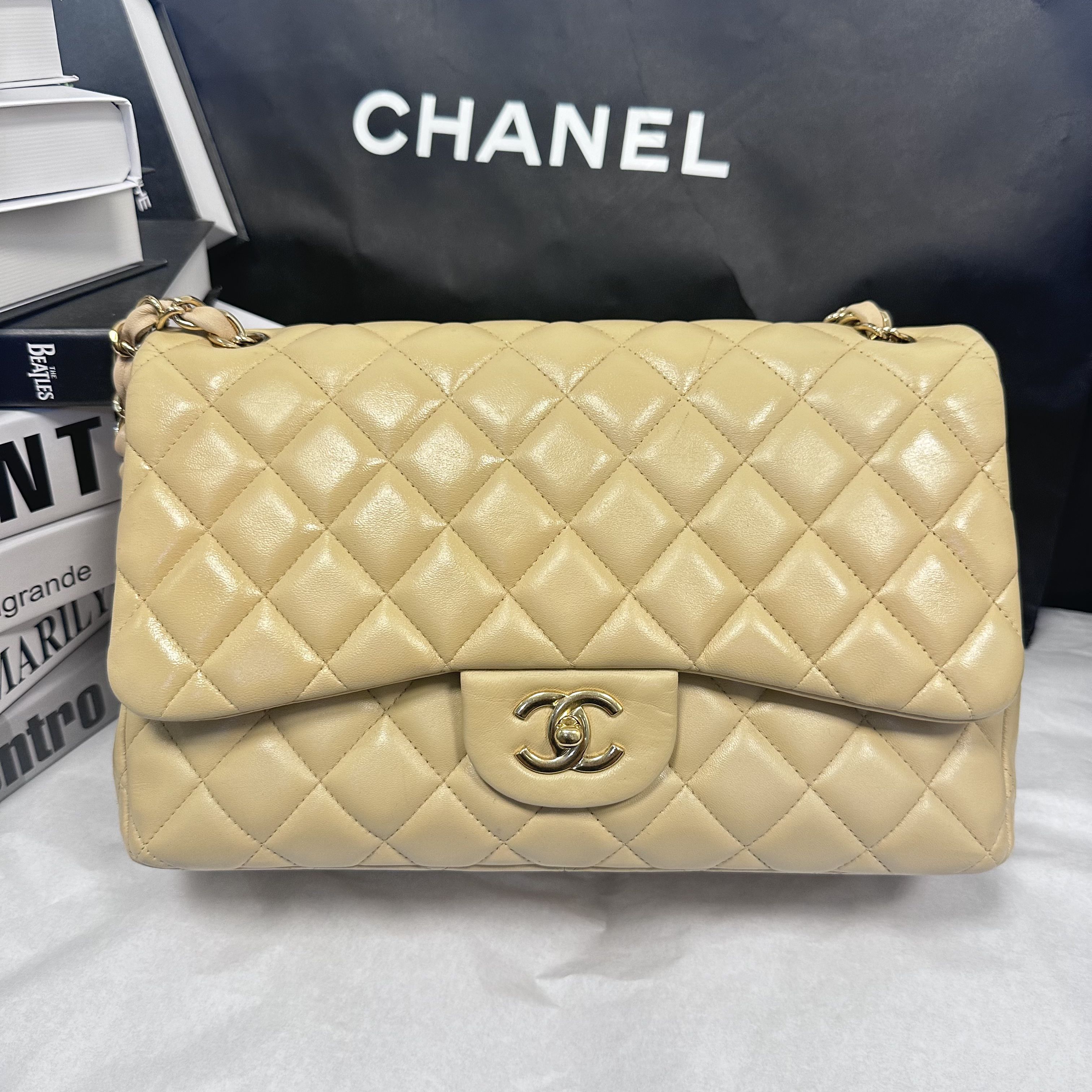 Chanel/香奈儿【四亿专属】米色 cfjumbo 斜挎包 9.06【sw】