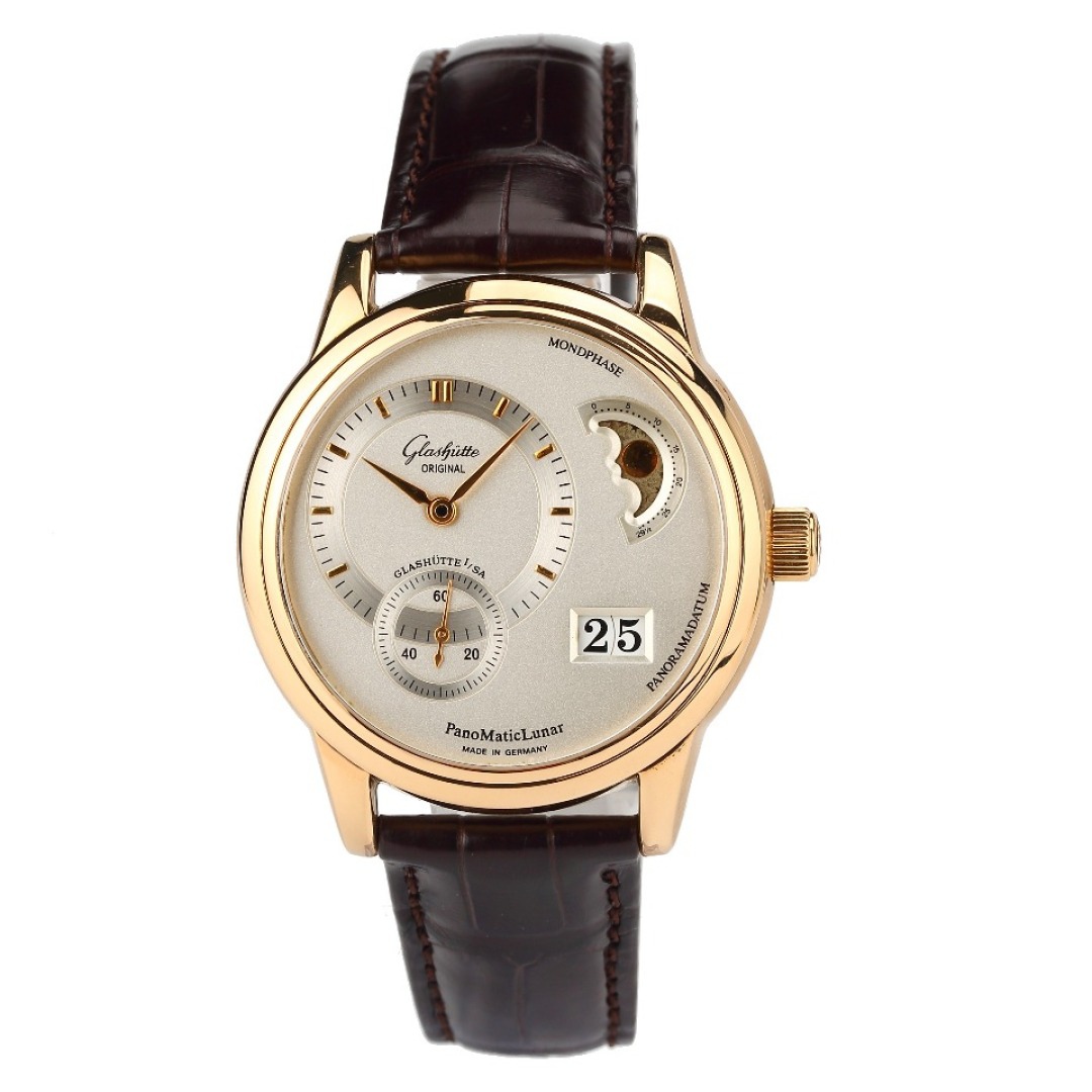 99新 Glashutte Original/格拉苏蒂 /表径39/偏心月相/后配表扣