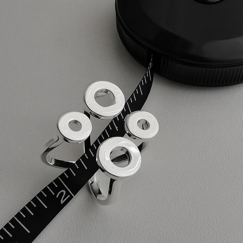 925银戒指 四筒 通体s925银小众设计韩国爆款时尚轻奢开口戒X38